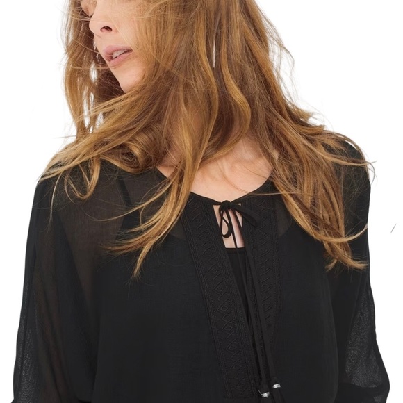 White House Black Market Kimono Blouse Top Women’s Size XS Black Sheer NEW - Picture 10 of 10